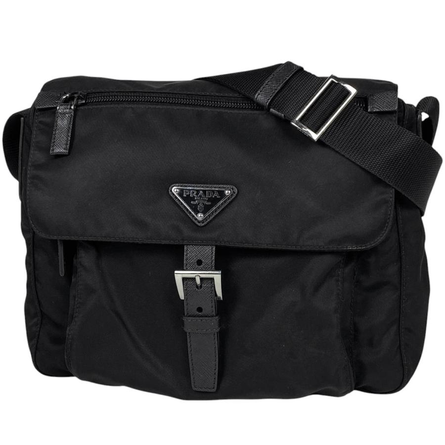 PRADA プラダ ロゴプレート ショルダーバッグ 斜め掛け ナイロン PRADA プラダ ロゴプレート ショルダーバッグ 斜め掛け ナイロン