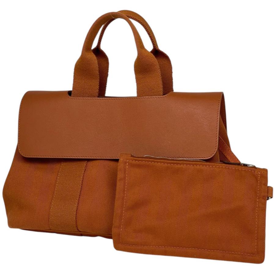 エルメス　ヴァルパライソ　PM エルメス ヴァルパライソPM トワルシェブロン×レザー ブラウン系