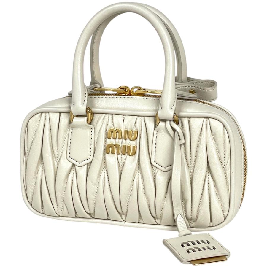 【高級レザー❗️】miumiu マテラッセ ハンドバッグ アイボリーレザー miu miu（ミュウミュウ） ショルダーバッグ マテラッセレザー
