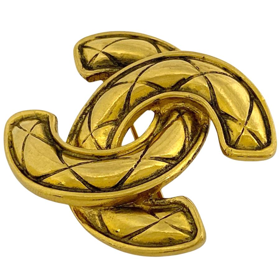 CHANEL シャネル ココマーク ブローチ マトラッセ GP ゴールド  