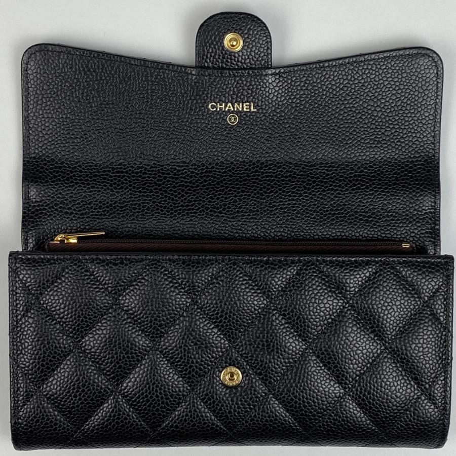 CHANEL シャネル ココマーク 長財布 ブラック レディース ブランド CHANEL シャネル がま口財布 長財布 レディース キャビアスキン