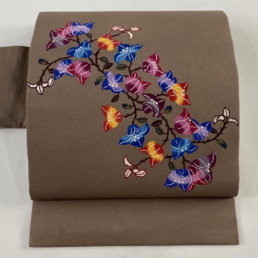 名古屋帯 美品 逸品 枝花 茶紫 正絹 中古 : リユースセレクトショップ  