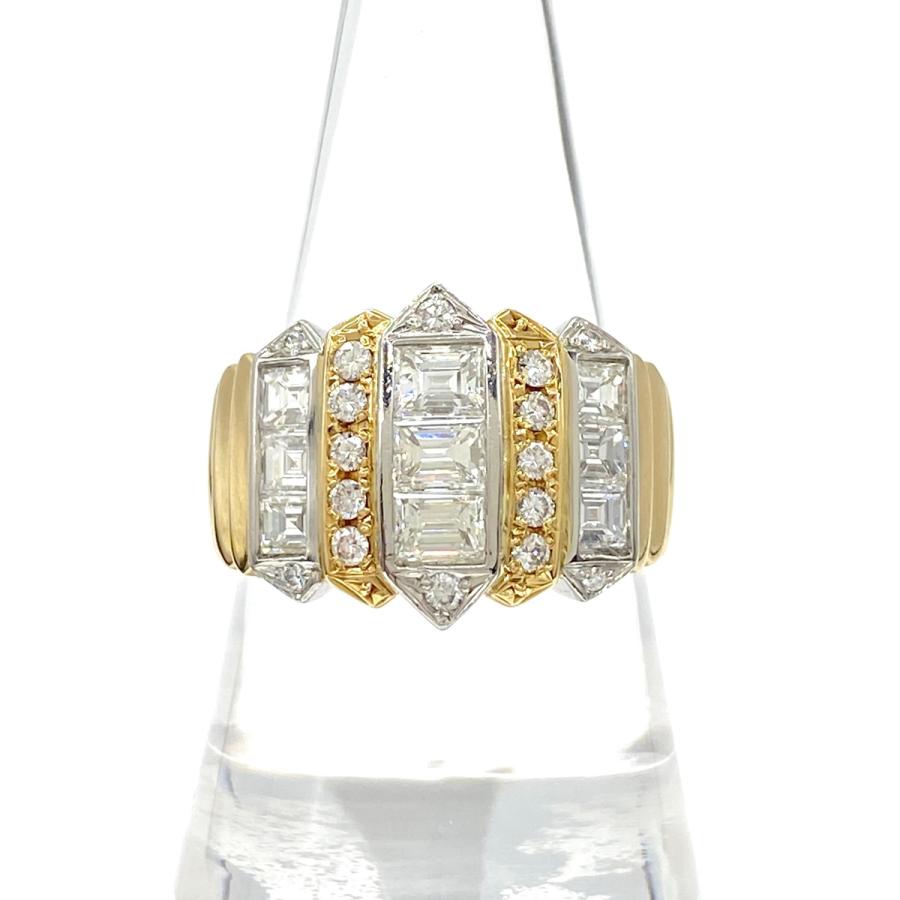 銀座ミワ メレダイヤ デザインリング プラチナ YG イエローゴールド  