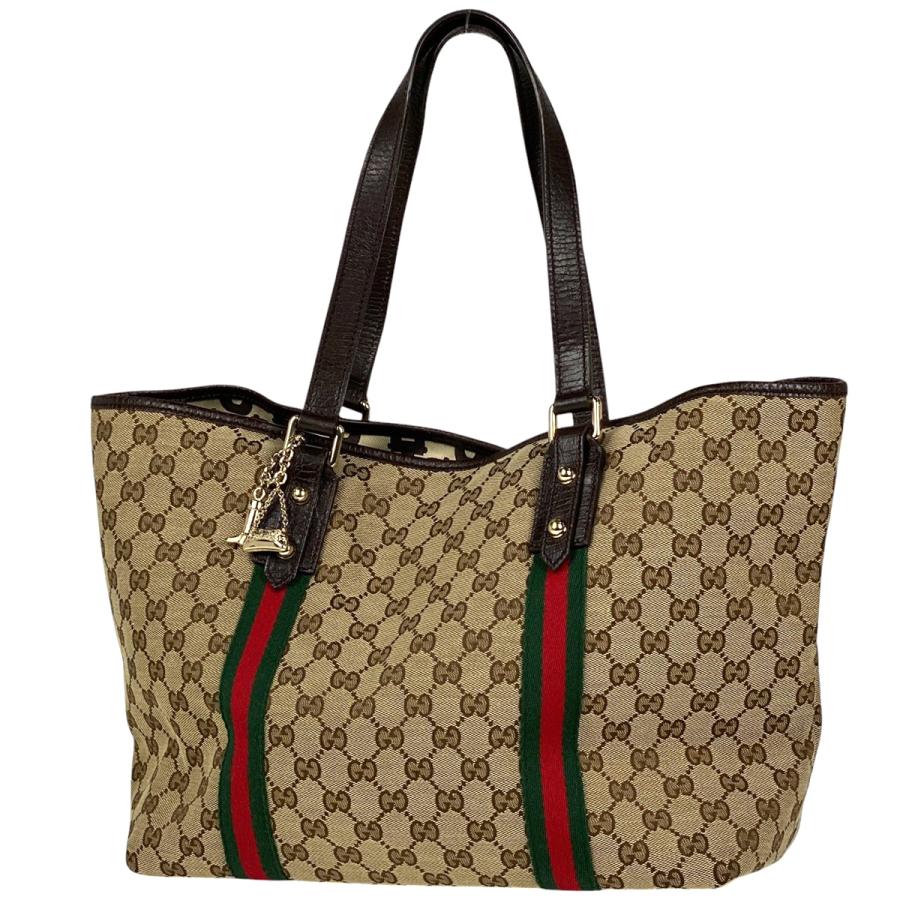 グッチ シェリーライン ショルダーバッグ GG柄 キャンバス ブラウン