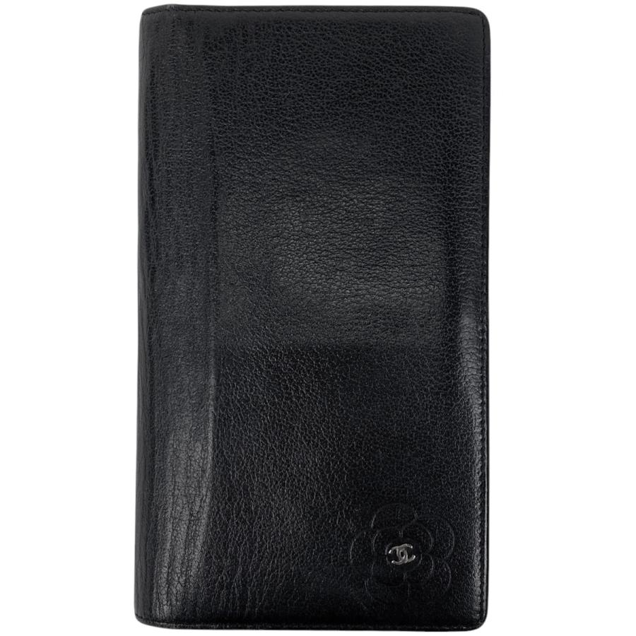 CHANEL シャネル ココマーク 二つ折り 長財布 カメリア レザー  