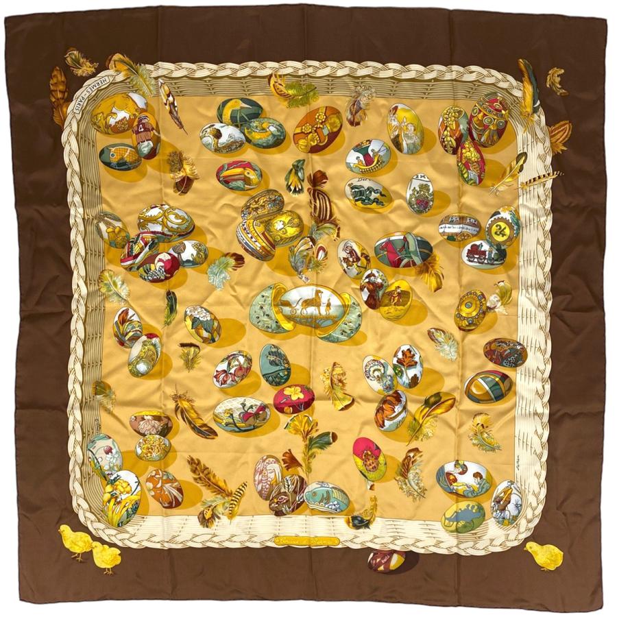 HERMES エルメス カレ 90 COUVEE D エルメスの卵 スカーフ シルク  