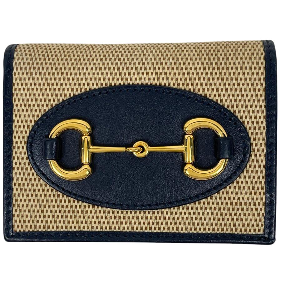 GUCCI グッチ ホースビット ミニ ウォレット 二つ折り財布 キャンバス 