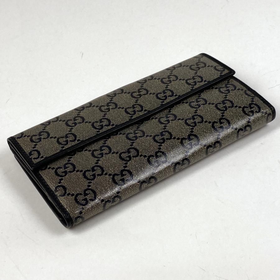 GUCCI グッチ GG柄 二つ折り 長財布 Wホック コーティング GUCCI グッチ GG柄 二つ折り 長財布 Wホック コーティング