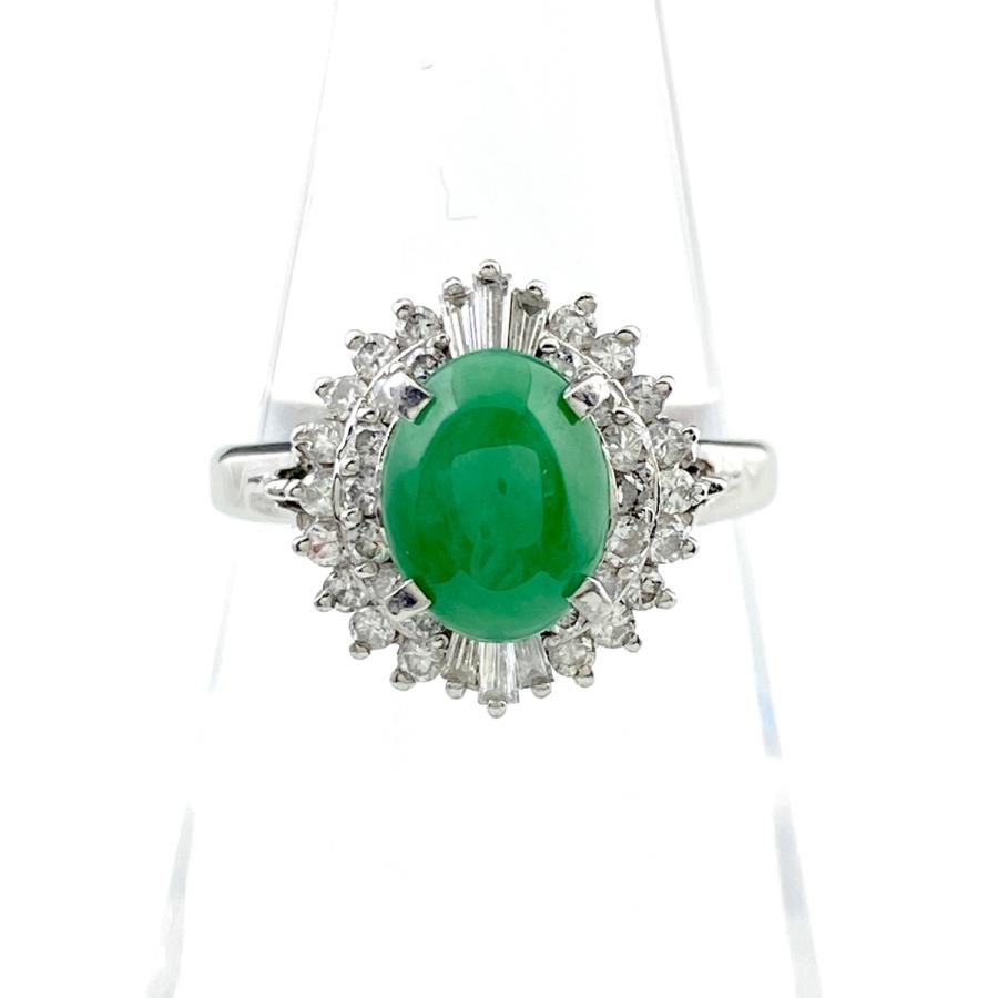 翡翠＆ダイヤのファッションリング　リング部プラチナ９００　指輪サイズ１２号 楽天市場】翡翠 4.08ct リング 9号 PT900 プラチナ 指輪