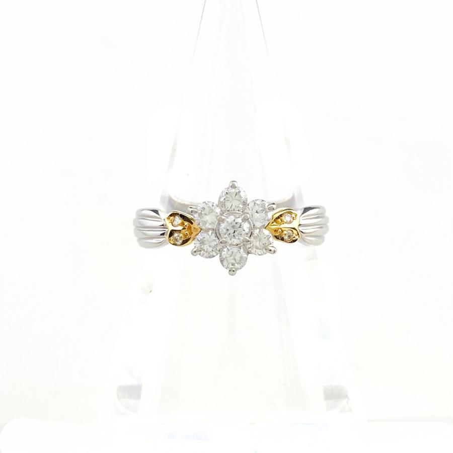 メレダイヤ デザインリング プラチナ YG イエローゴールド 指輪 リング