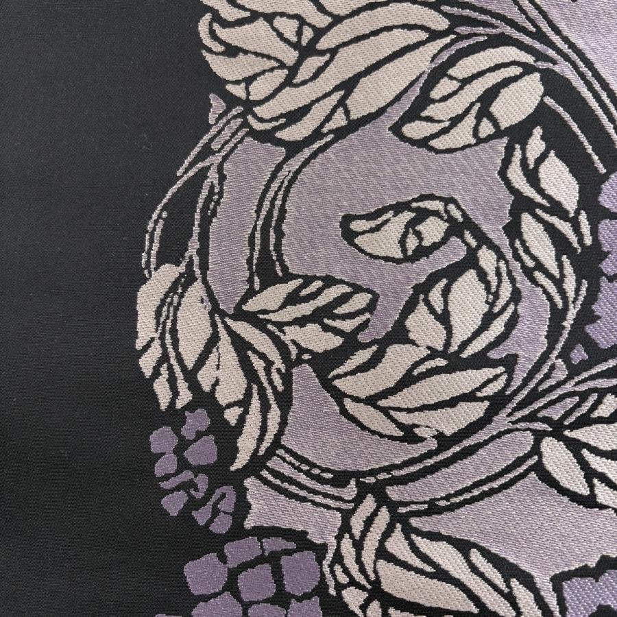 美品 袋帯 名品 花唐草 黒 全通 正絹 中古 : リユースセレクトショップ 