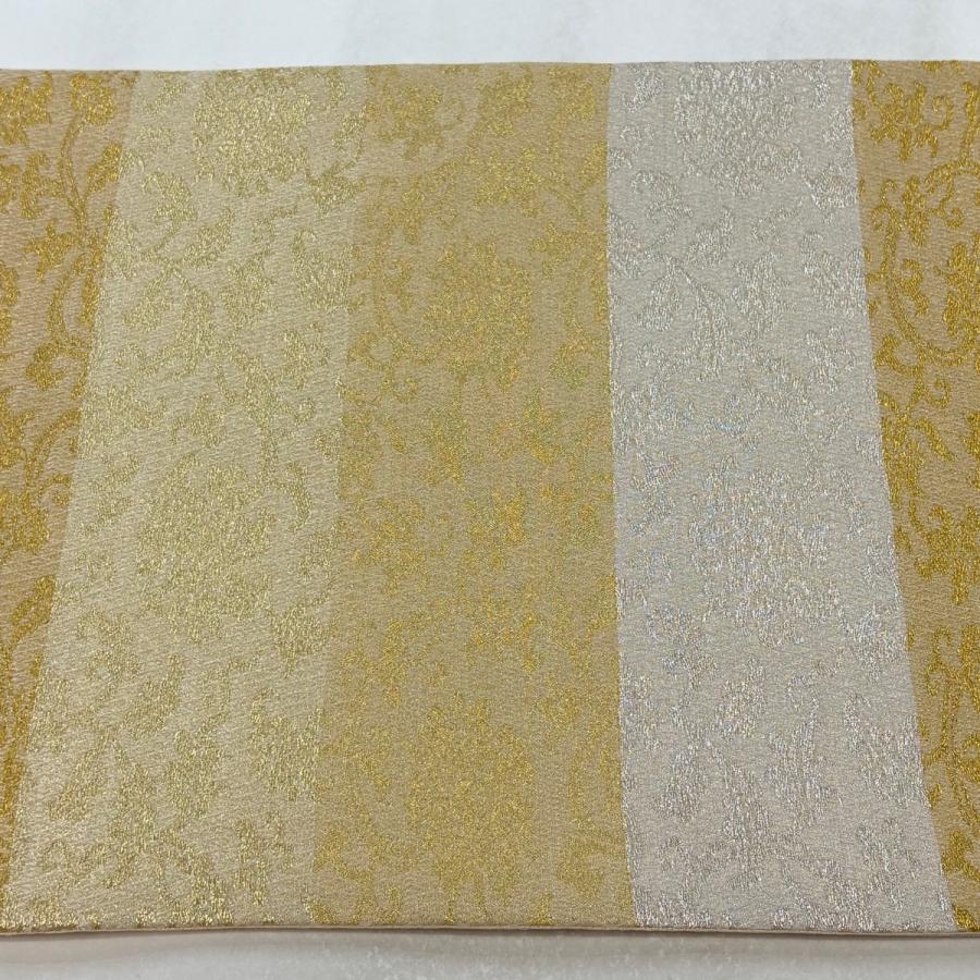 美品 袋帯 逸品 山口美術織物 夏帯 高台寺金欄牡丹唐草文 夢小袖 横段