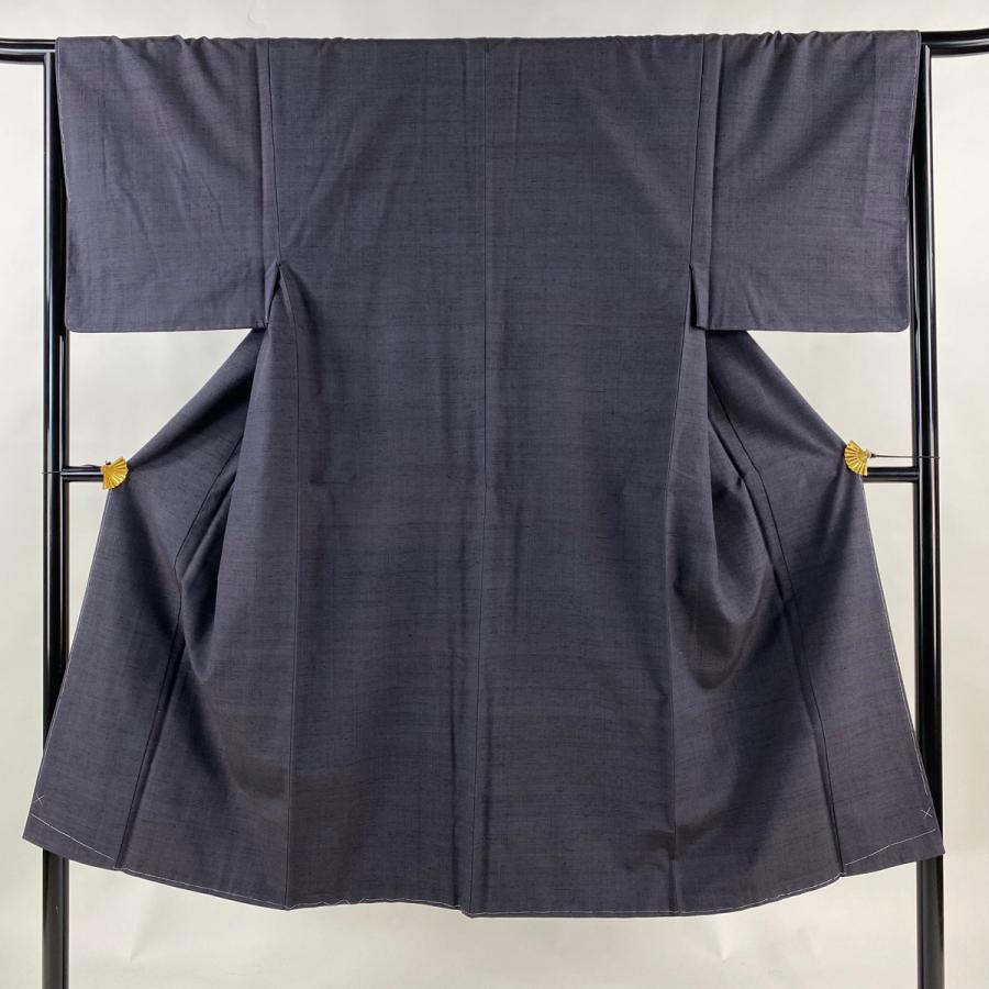 男着物 身丈134cm 裄丈66cm S 袷 アンサンブル 結城紬 証紙あり 灰紫 