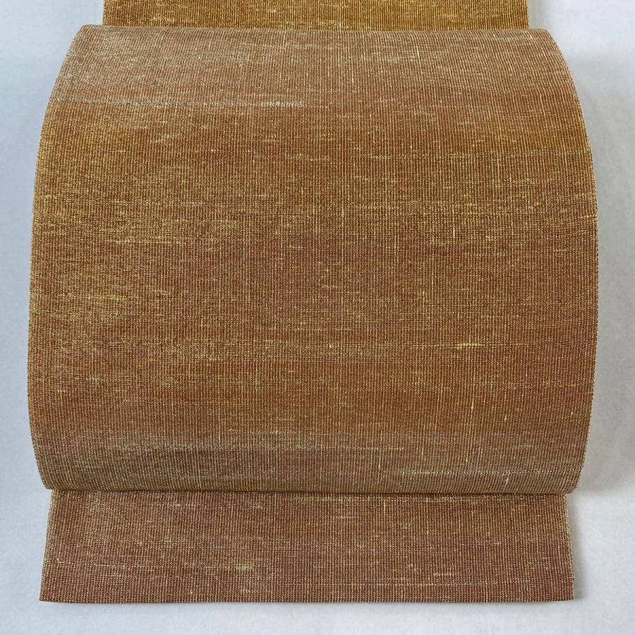 袋帯 美品 逸品 桝屋高尾 落款あり 段霞文 ねん金綴錦 オレンジ 袋帯 美品 逸品 桝屋高尾 落款あり 段霞文 ねん金綴錦 オレンジ