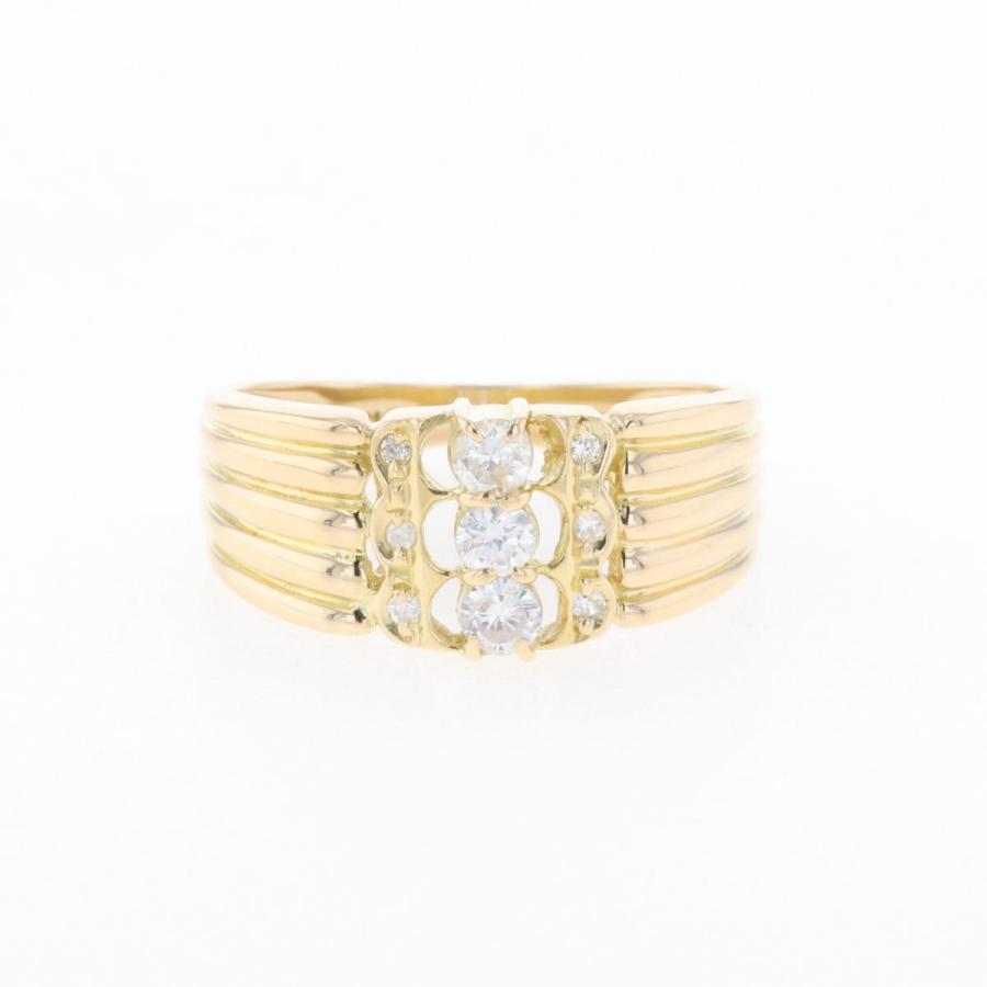 メレダイヤ デザインリング YG イエローゴールド 指輪 リング 10号 K18  