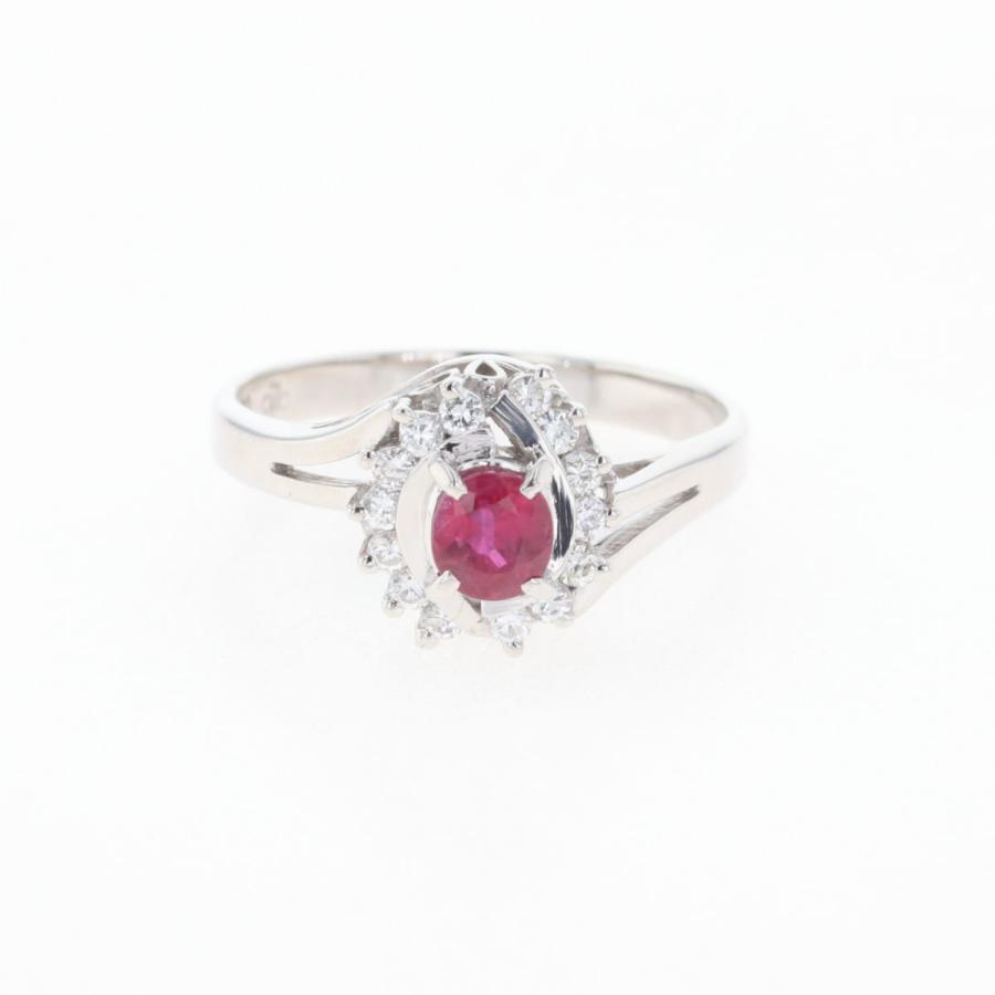 ルビー デザインリング プラチナ メレダイヤ 指輪 リング 10号 Pt850