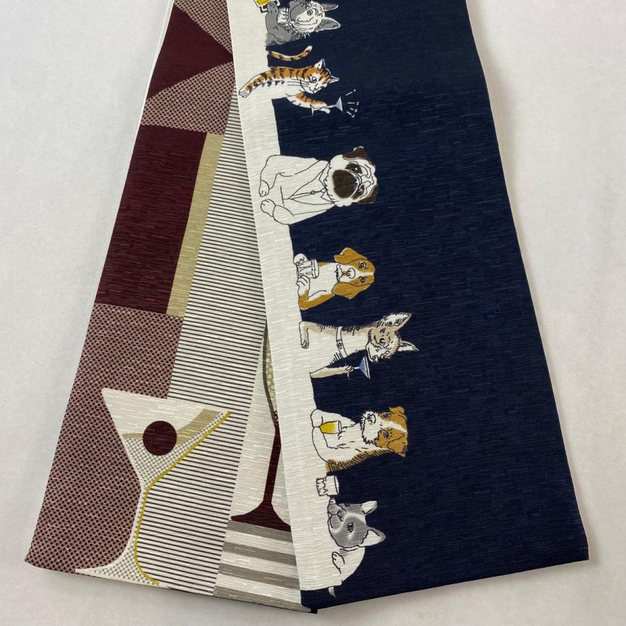 半幅帯 美品 逸品 犬 グラス 黒 正絹 中古 : リユースセレクトショップ  