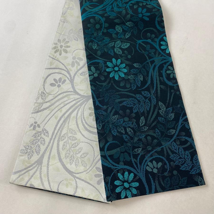 半幅帯 美品 名品 草花 青緑 正絹 中古 : リユースセレクトショップ  