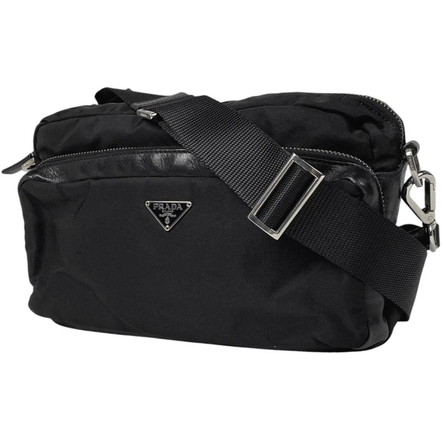 PRADA プラダ ロゴプレート ショルダーバッグ 斜め掛け ナイロン PRADA プラダ ロゴプレート ショルダーバッグ 斜め掛け ナイロン