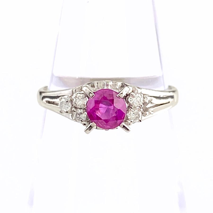 ルビー デザインリング プラチナ 指輪 メレダイヤ リング 11号 Pt900  