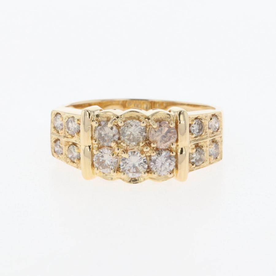 メレダイヤ デザインリング YG イエローゴールド 指輪 リング 15号 K18  