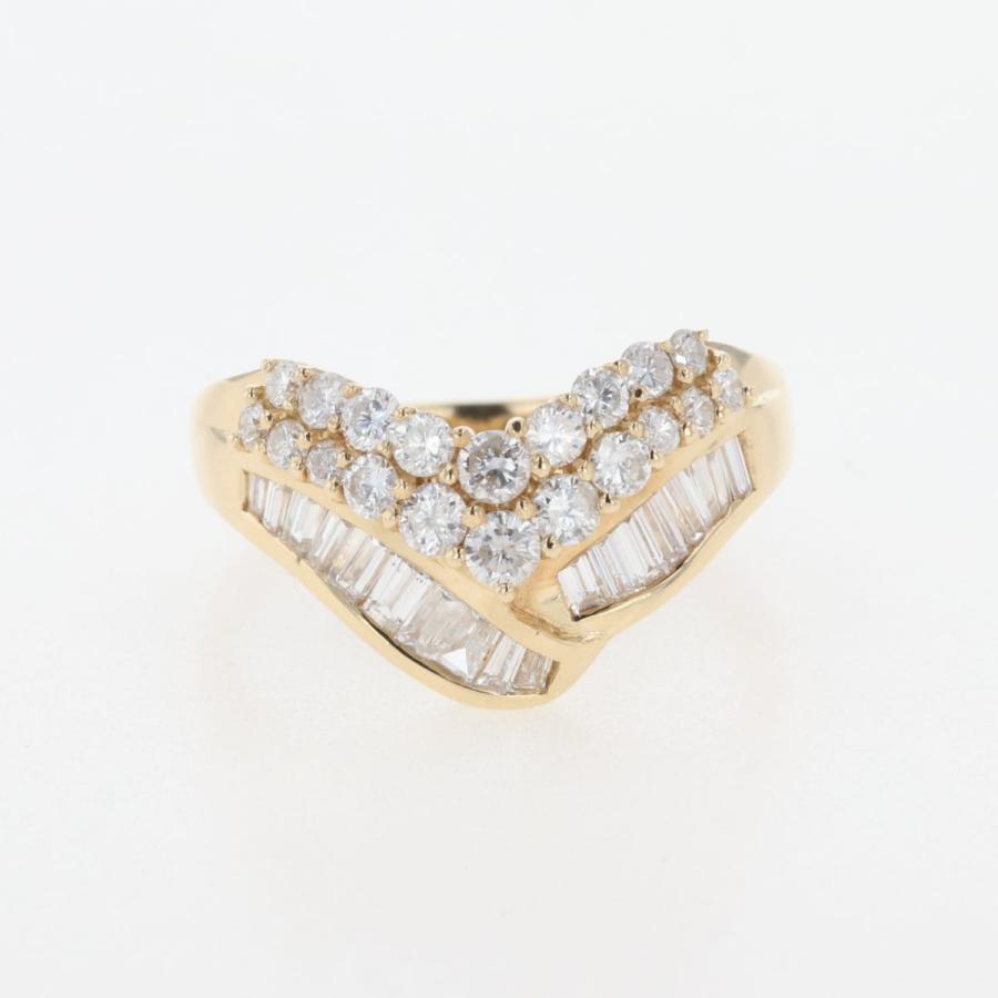 メレダイヤ デザインリング YG イエローゴールド 指輪 リング 14号 K18  