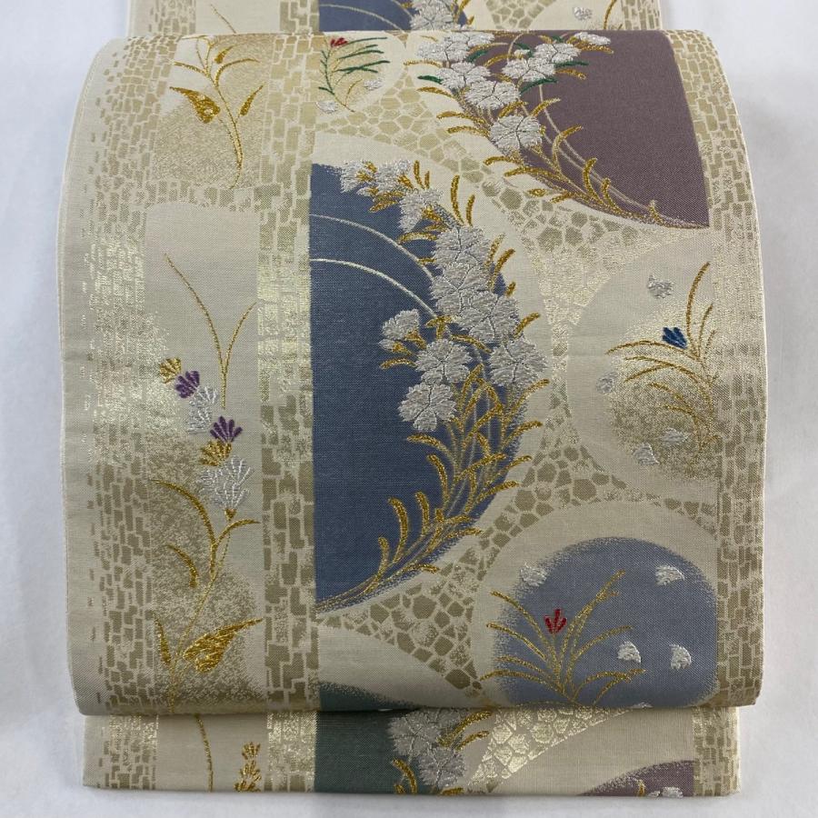  袋帯 秀品 鈴乃屋 撫子 若松 金糸 箔 ベージュ 六通 正絹 中古 : リユースセレクトショップバイセル Yahoo!店 - 通販 Motiv 