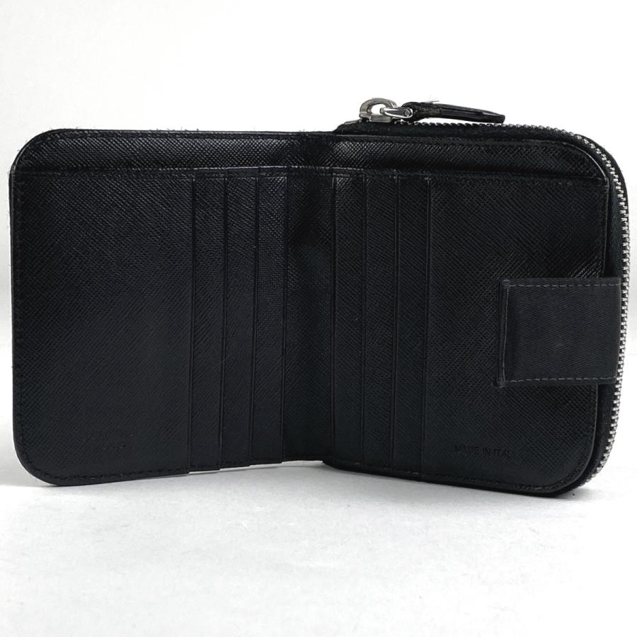 PRADA プラダ ロゴプレート 二つ折り 財布 ラウンドファスナー PRADA プラダ ロゴプレート 二つ折り 財布 ラウンドファスナー