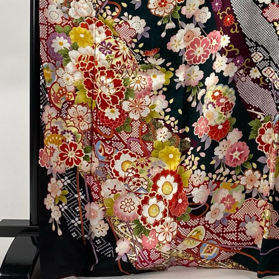振袖 身丈172cm 裄丈69.5cm L 袷 袋帯フルセット 手鞠 草花 金糸 振袖 身丈172cm 裄丈69.5cm L 袷 袋帯フルセット 手鞠 草花 金糸