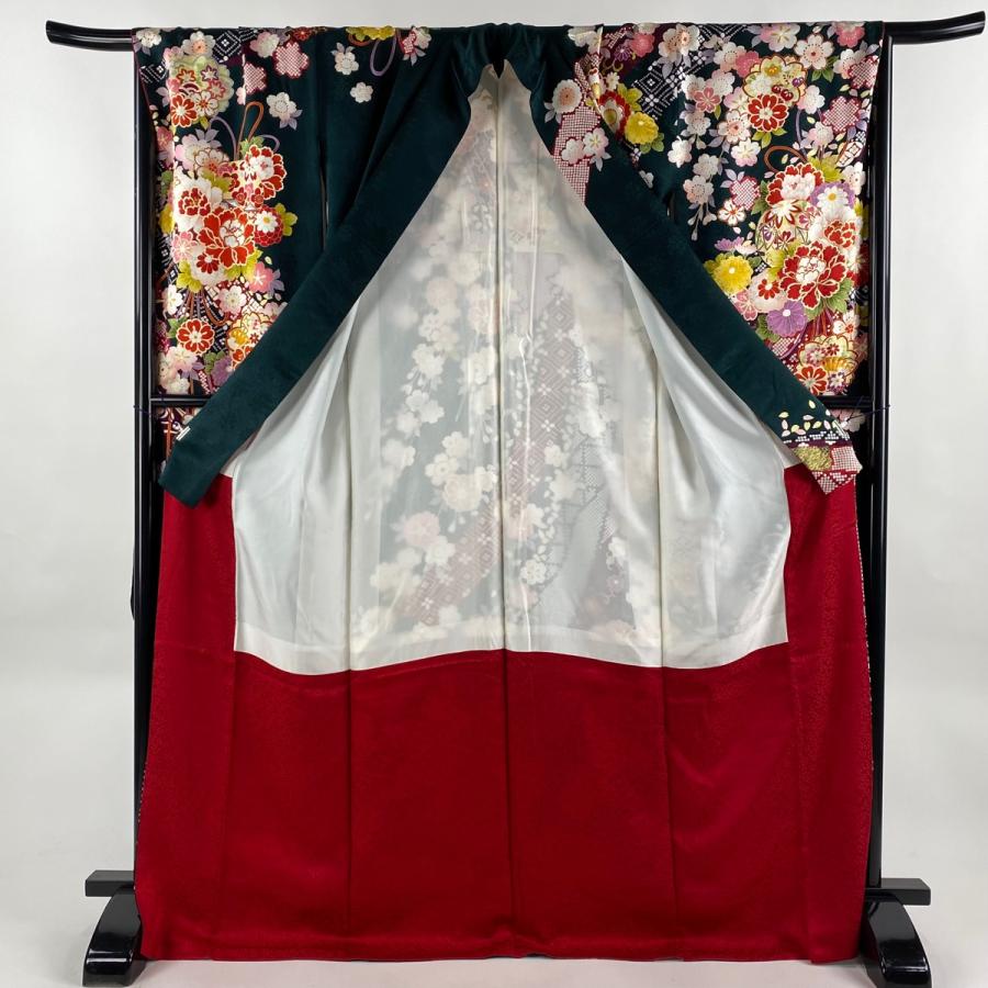 振袖 身丈172cm 裄丈69.5cm L 袷 袋帯フルセット 手鞠 草花 金糸 振袖 身丈172cm 裄丈69.5cm L 袷 袋帯フルセット 手鞠 草花 金糸