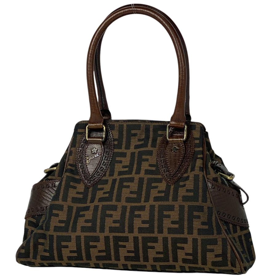FENDI フェンディハンドバッグズッカトートブラウン キャンバス