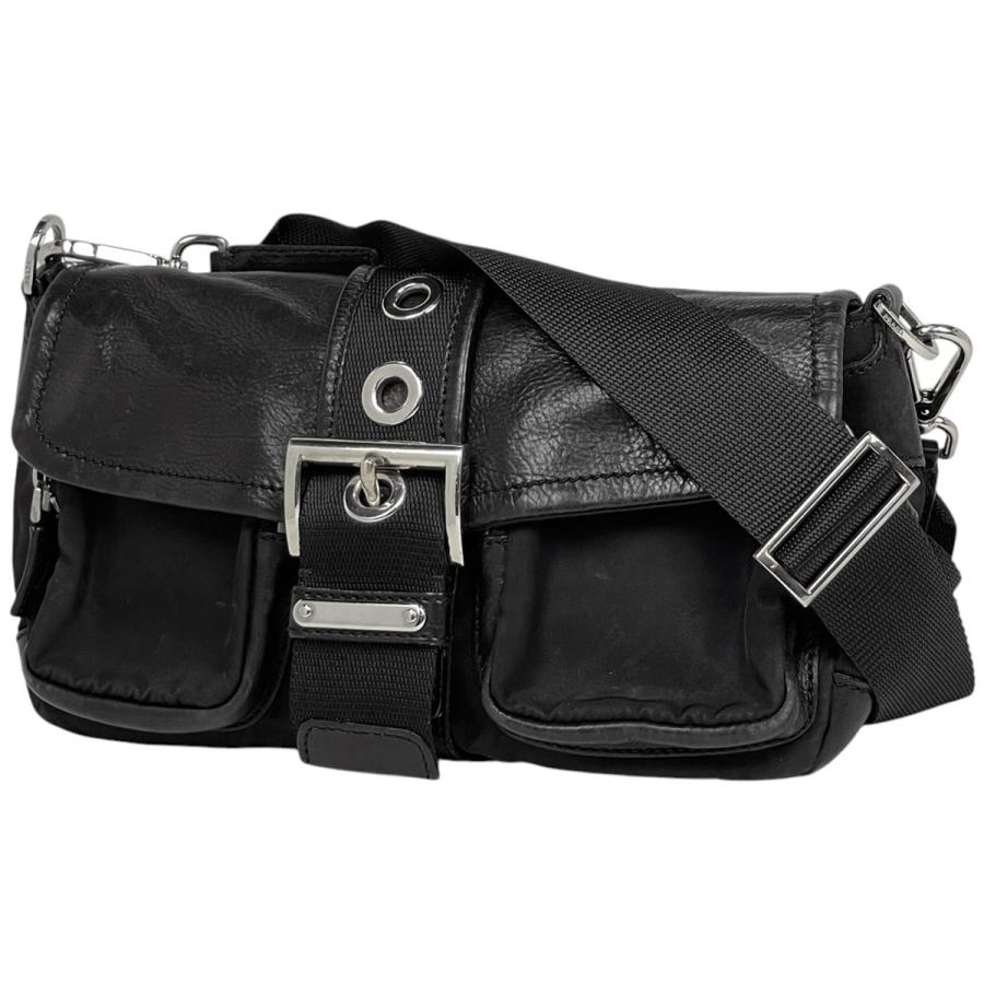 PRADA プラダ ロゴプレート ショルダーバッグ ナイロン ネロ(ブラック  