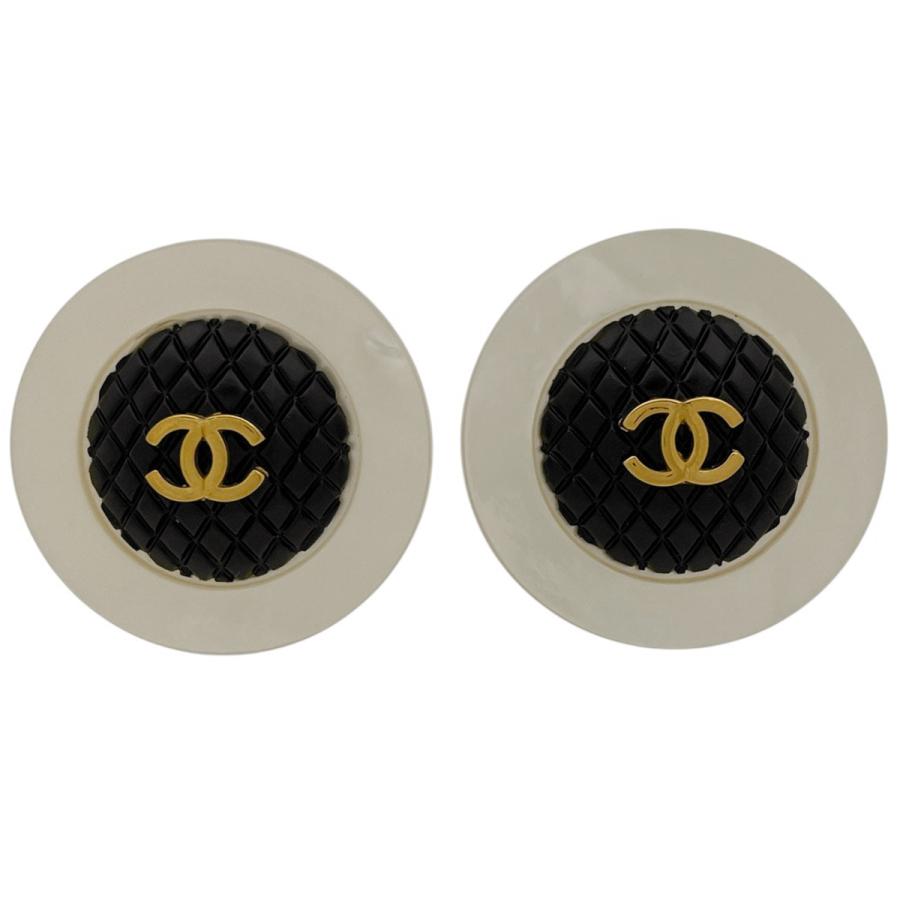 CHANEL シャネル ココマーク イヤリング ラウンド シェル GP ブラック  