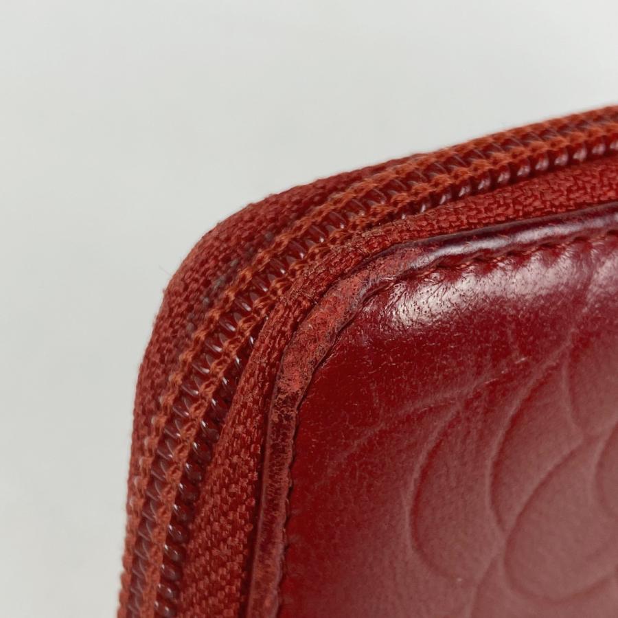 シャネル CHANEL 財布 ラウンドファスナー カメリア 赤 ココマーク CHANEL シャネル カメリア ココマーク シルバー金具 長財布