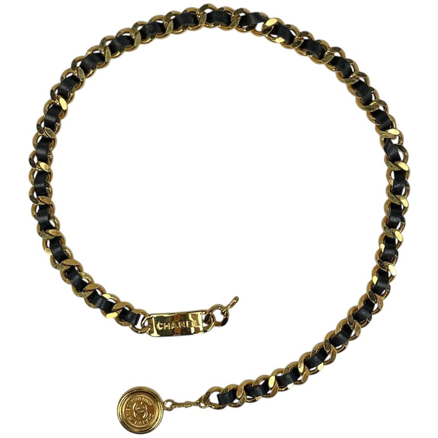 CHANEL シャネル ココマーク チェーン ベルト CCマーク GP レザー  