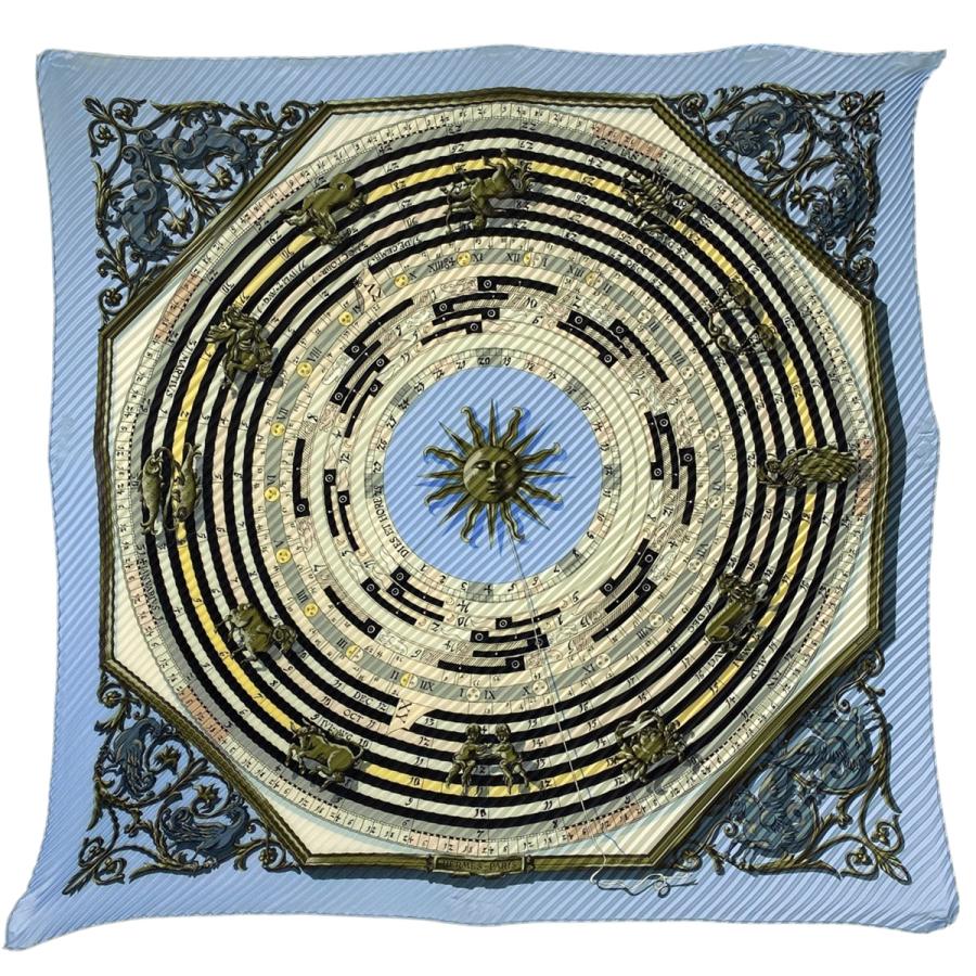 HERMES エルメス カレ 90 DIES ET HORE 占星術 太陽 プリーツ HERMES エルメス カレ 90 DIES ET HORE 占星術 太陽 プリーツ