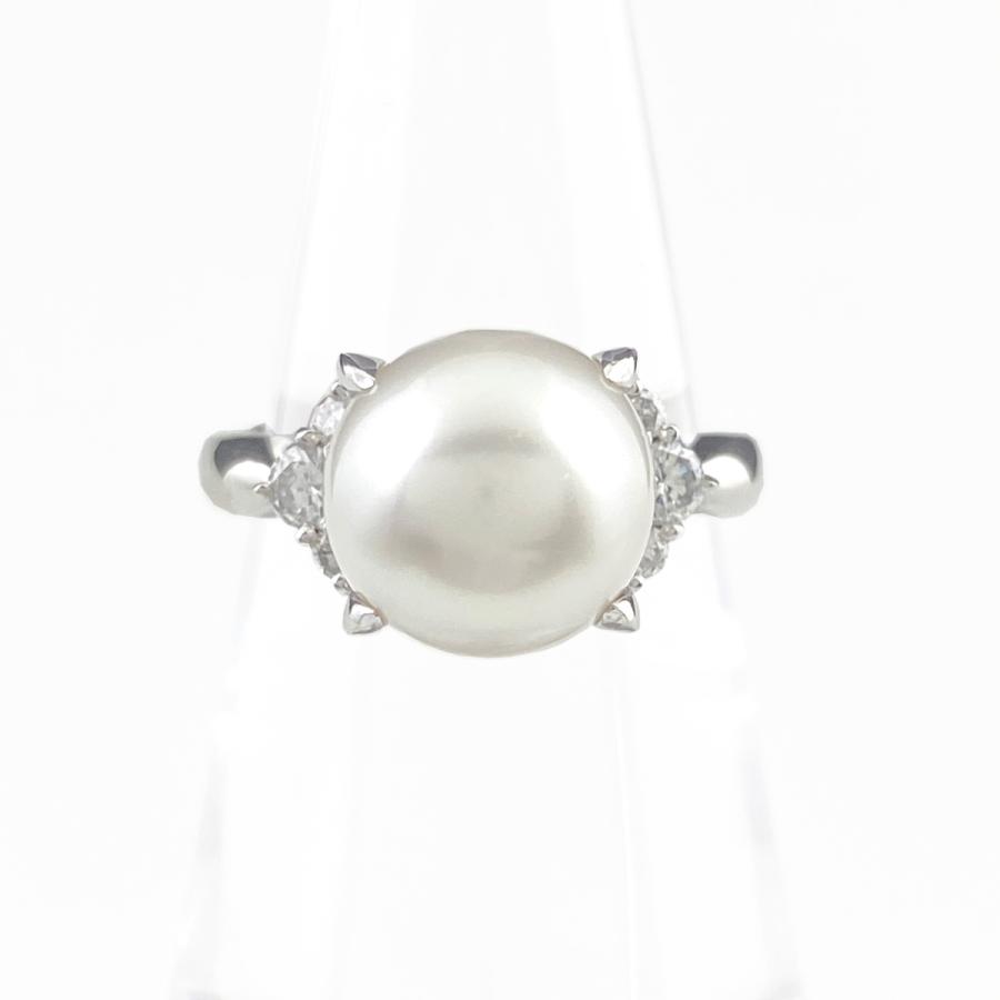 デザインジュエリー パール リング Pt900プラチナ 12号 ダイヤモンド