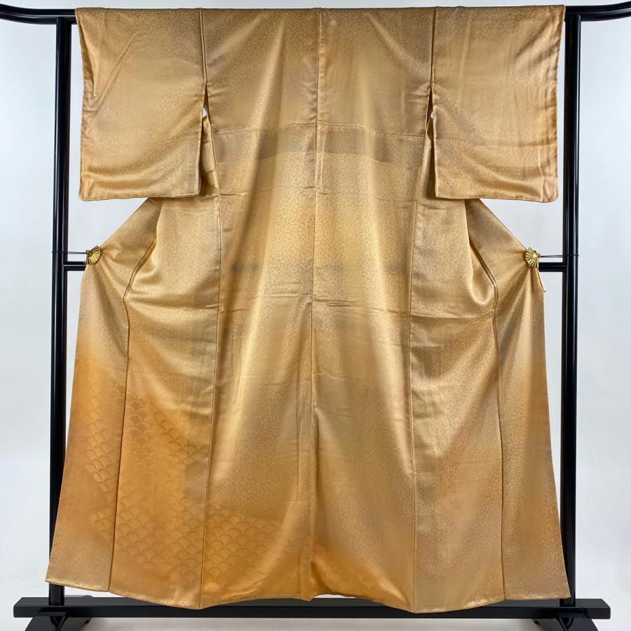 付下げ 身丈156.5cm 裄丈62cm S 袷 地紋 裾ぼかし ぼかし 薄オレンジ  