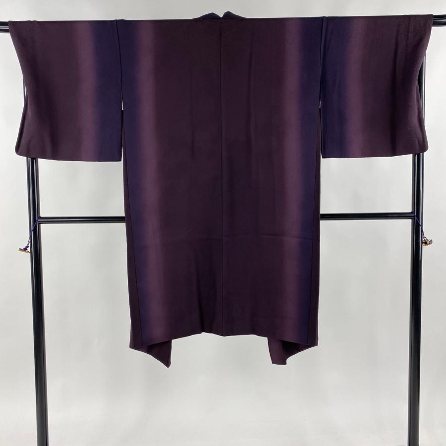 羽織 身丈109.5cm 裄丈68.5cm L やまと 縦ぼかし柄 濃紫 正絹 美品  