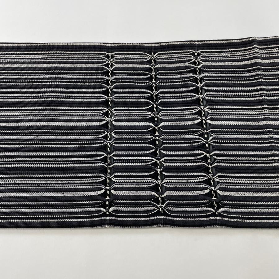 袋帯 美品 名品 縞 幾何学模様 黒灰 お太鼓柄 正絹 中古 袋帯 美品 名品 縞 幾何学模様 黒灰 お太鼓柄 正絹 中古