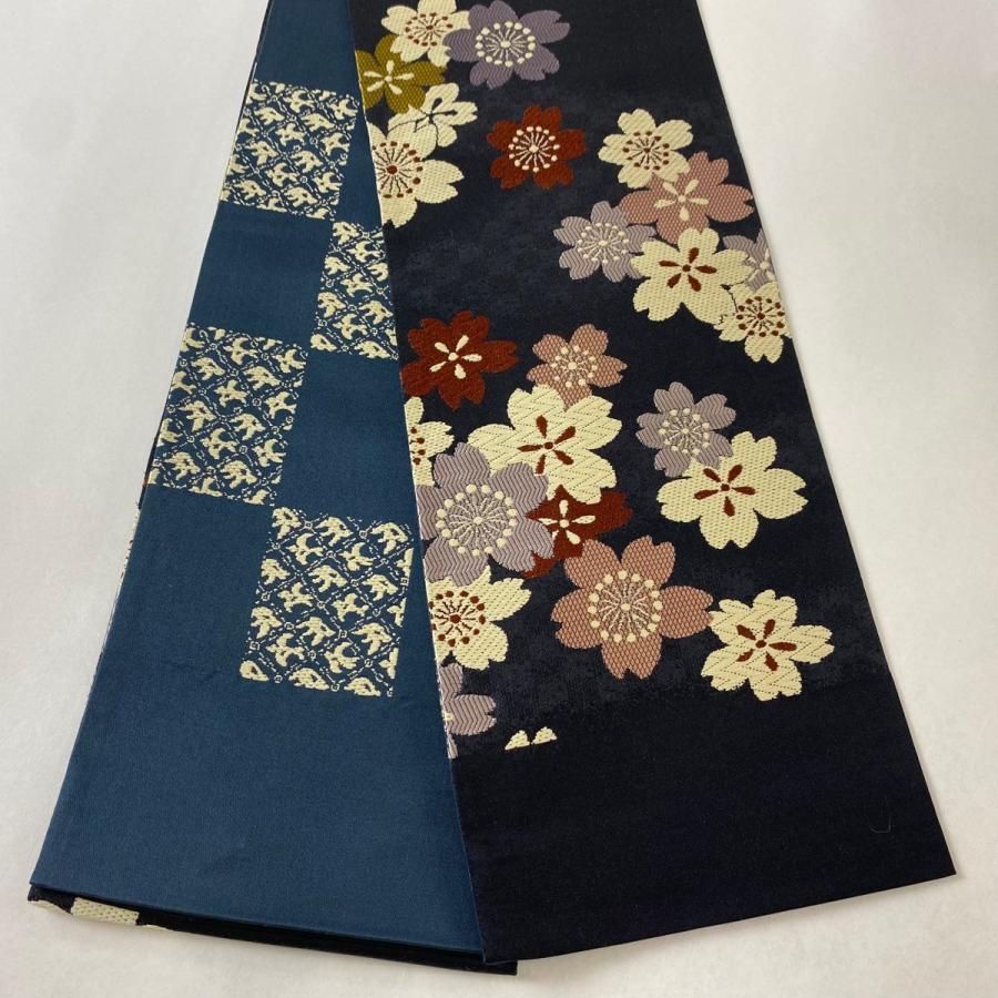 半幅帯 美品 秀品 桜 墨色 正絹 中古 : リユースセレクトショップ  