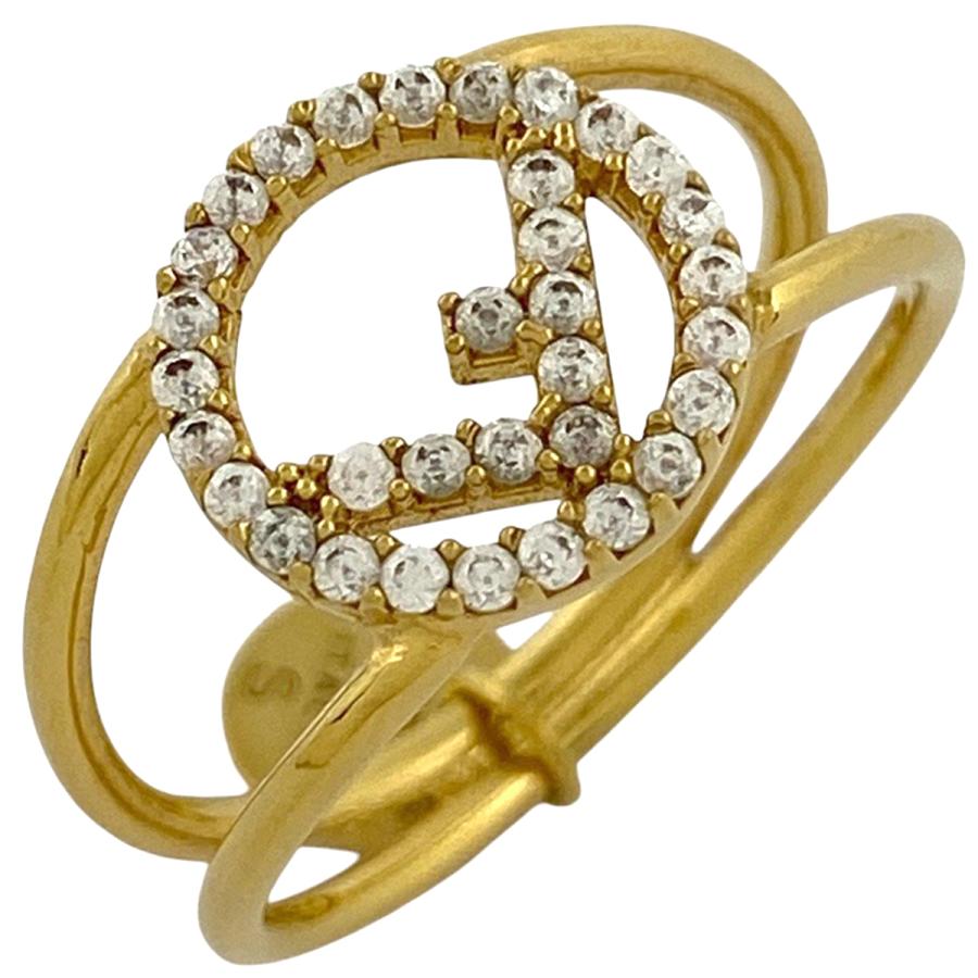 FENDI フェンディ エフイズ リング ラインストーン 10号 GP ゴールド  