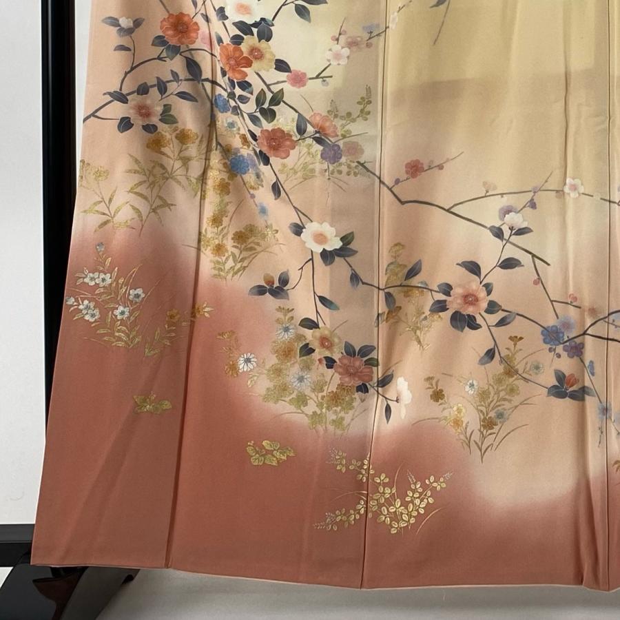 単衣！金彩尽し＊天鵞絨色＊高級＊訪問着＊横幅大＊トールサイズ＊１７１ｃｍ＊裄７０ 還暦祝いに綺麗な赤地正絹訪問着レンタル｜高身長トールサイズ