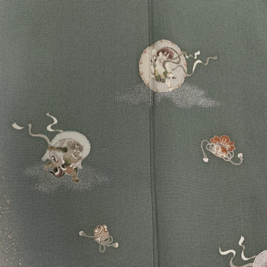 色留袖 身丈162cm 裄丈66.5cm M 袷 松尾光琳 落款あり 風神雷神 色留袖 身丈162cm 裄丈66.5cm M 袷 松尾光琳 落款あり 風神雷神