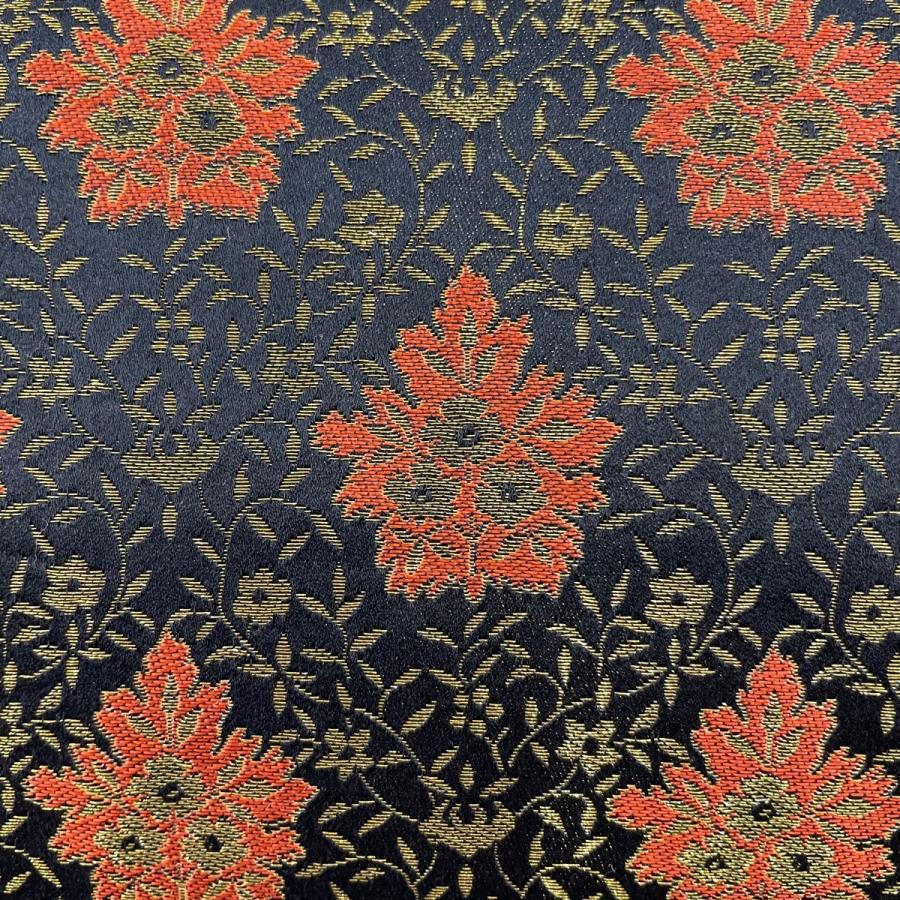 開き名古屋帯 美品 名品 龍村美術織物 草花 金糸 黒 正絹 中古 開き名古屋帯 美品 名品 龍村美術織物 草花 金糸 黒 正絹 中古