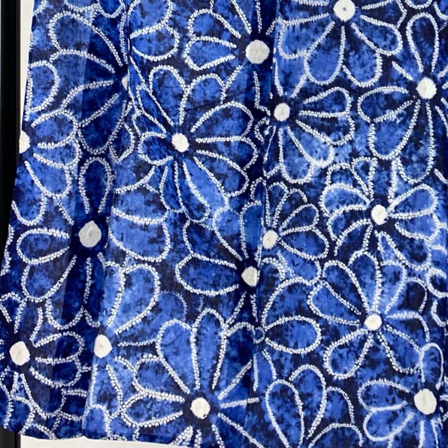 浴衣 身丈154cm 裄丈63cm S 花 藍色 綿 名品 中古 : リユース 浴衣 身丈154cm 裄丈63cm S 花 藍色 綿 名品 中古 : リユース