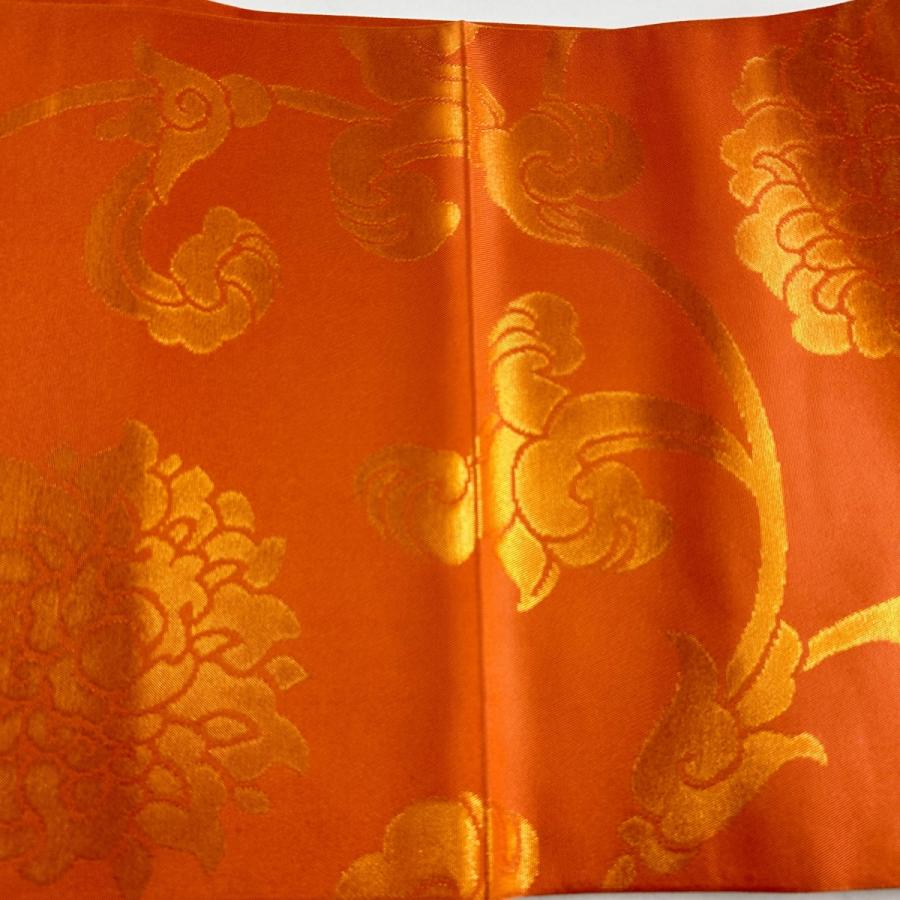 袋帯 美品 秀品 織悦 落款あり 関西仕立て 花唐草 箔 オレンジ