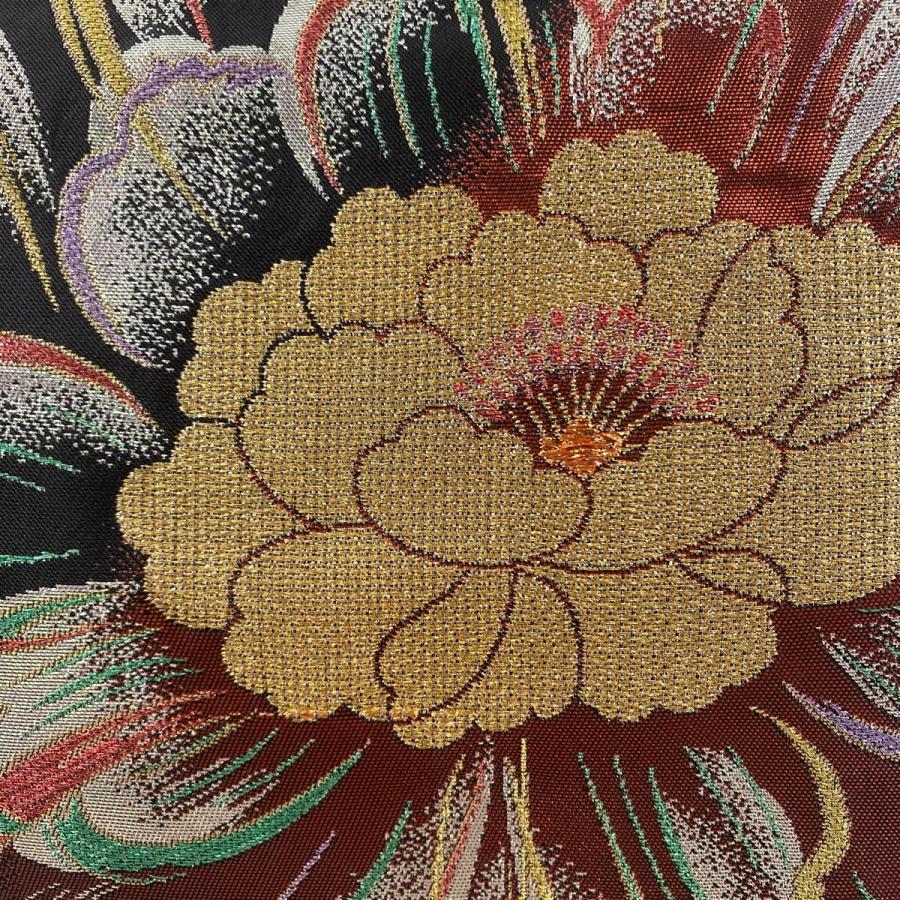 袋帯 美品 秀品 振袖向き 花 金銀糸 箔 赤 六通 正絹 中古 袋帯 美品 秀品 振袖向き 花 金銀糸 箔 赤 六通 正絹 中古