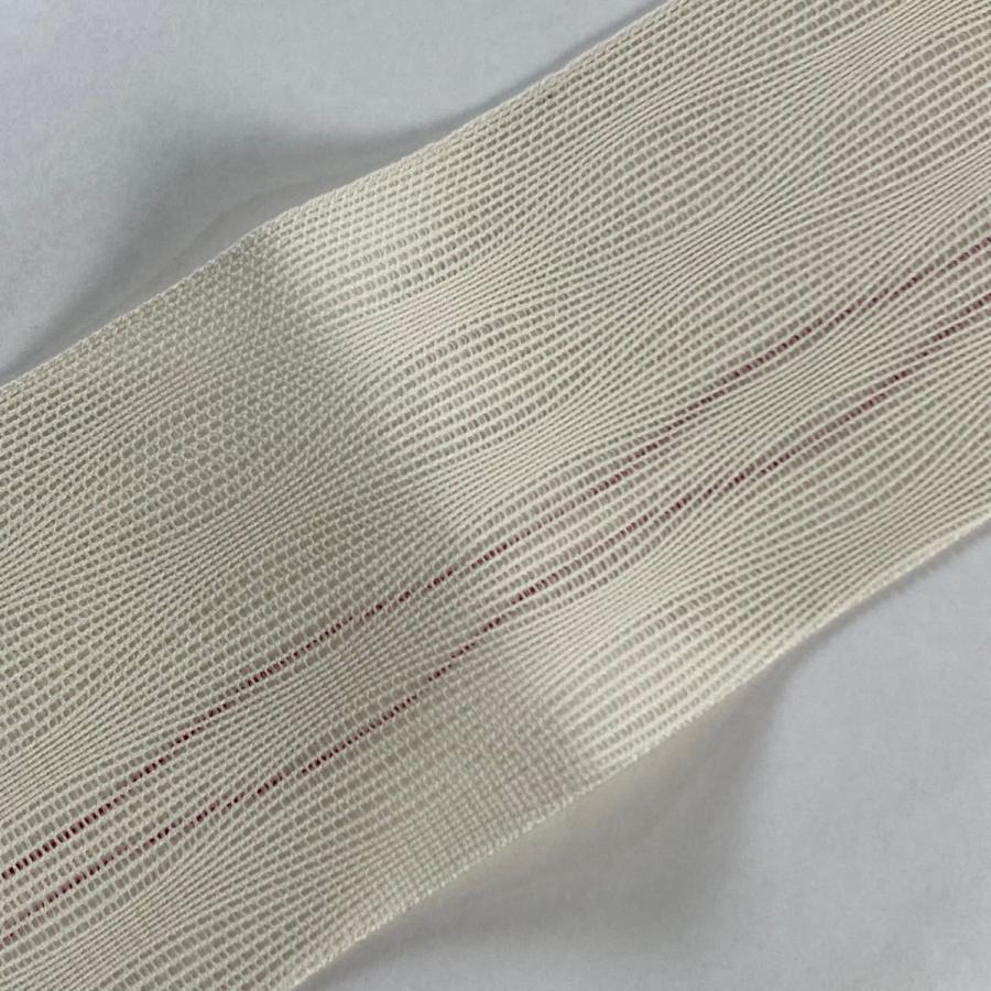 半幅帯 美品 優品 夏帯 よろけ縞 クリーム 化繊 中古 : リユース 半幅帯 美品 優品 夏帯 よろけ縞 クリーム 化繊 中古 : リユース
