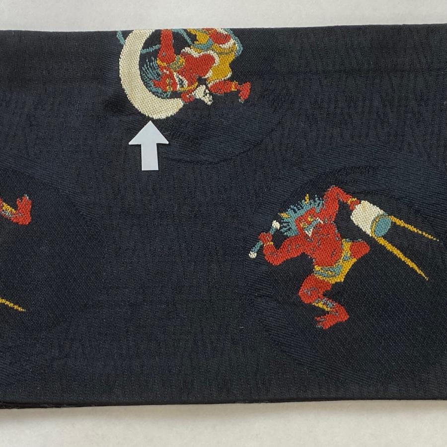 半幅帯 優品 風神雷神 黒 化繊 中古 : リユースセレクトショップ 半幅帯 優品 風神雷神 黒 化繊 中古 : リユースセレクトショップ
